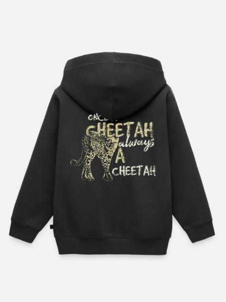 guépard - Sweat Premium à capuche enfant bio - noir