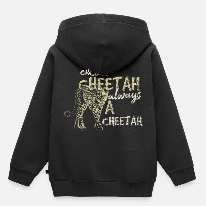 guépard - Sweat Premium à capuche enfant bio - noir
