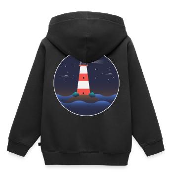 Leuchtturm, internationaler Leuchtturm Tag - Kinder Premium Organic Hoodie - Schwarz - Hinten - AI Model Kid Male (0cm)