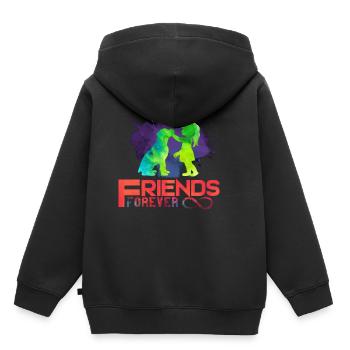 Chien amis pour toujours enfance - Sweat Premium à capuche enfant bio - noir - Dos - AI Model Kid Male (0cm)