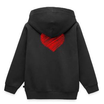 Le coeur, le symbole du cœur, les signes du cœur, les cœurs, les cœurs, - Sweat Premium à capuche enfant bio - noir - Dos - AI Model Kid Male (0cm)