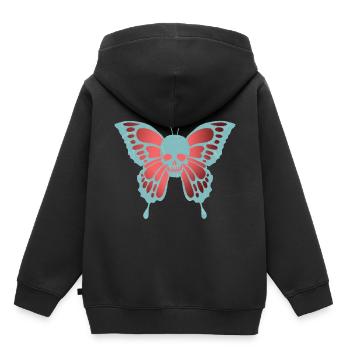 Le papillon tête de mort - Sweat Premium à capuche enfant bio - noir - Dos - AI Model Kid Male (0cm)
