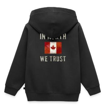 Drapeau Canada Sort Drôle drapeau cadeau - Sweat Premium à capuche enfant bio - noir - Dos - AI Model Kid Male (0cm)