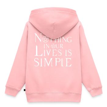 NOTHING, GESCHENK - Kinder Premium Organic Hoodie - Rosa - Hinten - AI Model Kid Female (0cm)