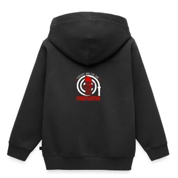 Vertraue mir ich bin Feuerwehrmann - Kinder Premium Organic Hoodie - Schwarz - Hinten - AI Model Kid Male (0cm)
