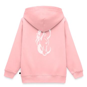Pferd, Pferde, Reiten, Reiterin, Hengst, Rennen, S - Kinder Premium Organic Hoodie - Rosa - Hinten - AI Model Kid Female (0cm)