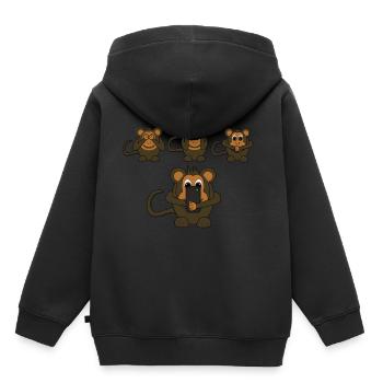 Singes drôles - Sweat Premium à capuche enfant bio - noir - Dos - AI Model Kid Male (0cm)