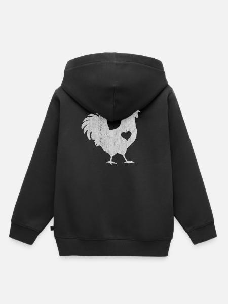 Huhn, verrücktes huhn, hühnchen, hühner, hahn, far - Kinder Premium Organic Hoodie - Schwarz