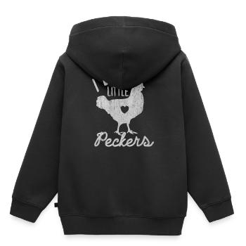 Poulet, poulet, poulet, poulet, coq, loin - Sweat Premium à capuche enfant bio - noir - Dos - AI Model Kid Male (0cm)