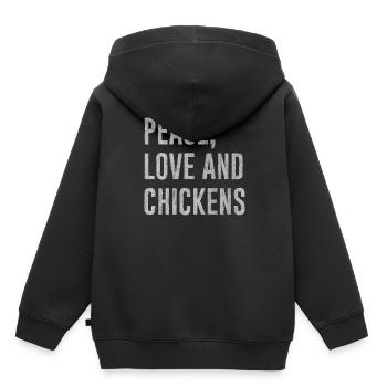Poulet, poulet, poulet, poulet, coq, loin - Sweat Premium à capuche enfant bio - noir - Dos - AI Model Kid Male (0cm)