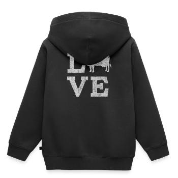 Vache, Vaches, Animaux de ferme, Animaux de ferme Vaches, Lait - Sweat Premium à capuche enfant bio - noir - Dos - AI Model Kid Male (0cm)