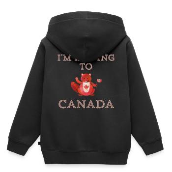 Je déménage au Canada Beaver Canada Gift Toronto - Sweat Premium à capuche enfant bio - noir - Dos - AI Model Kid Male (0cm)