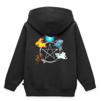 Alchemie Elemente Feuer Luft Wasser Erde Seele - Kinder Premium Organic Hoodie - Schwarz - Hinten - AI Model Kid Male (0cm)