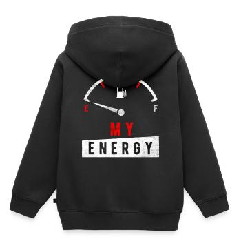 Mon niveau d’énergie - Sweat Premium à capuche enfant bio - noir - Dos - AI Model Kid Male (0cm)