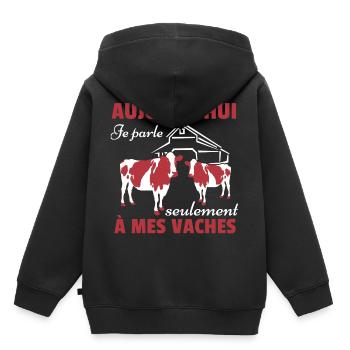 Vache Shirt • Mes vaches • Vache Cadeau - Sweat Premium à capuche enfant bio - noir - Dos - AI Model Kid Male (0cm)