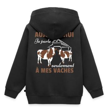 Vache Shirt • Mes vaches • Vache Cadeau - Sweat Premium à capuche enfant bio - noir - Dos - AI Model Kid Male (0cm)