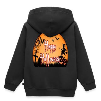halloween - Kinder Premium Organic Hoodie - Schwarz - Hinten - AI Model Kid Male (0cm)