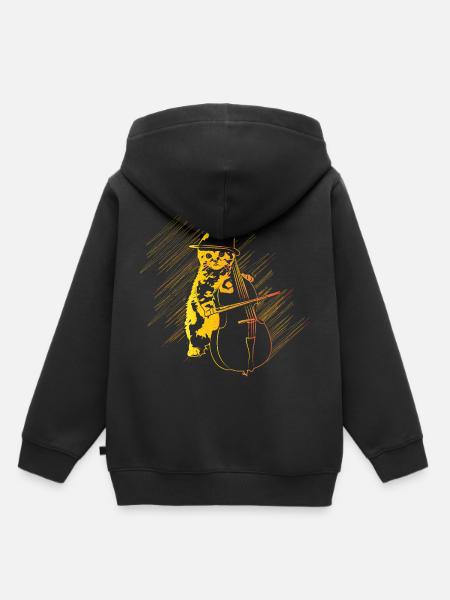 Katze Cello Geschenk - Kinder Premium Organic Hoodie - Schwarz