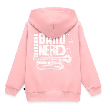 Trombone fanfare - Sweat Premium à capuche enfant bio - rose - Dos - AI Model Kid Female (0cm)
