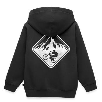 Vélo VTT VTT Sportif Biker sportif - Sweat Premium à capuche enfant bio - noir - Dos - AI Model Kid Male (0cm)