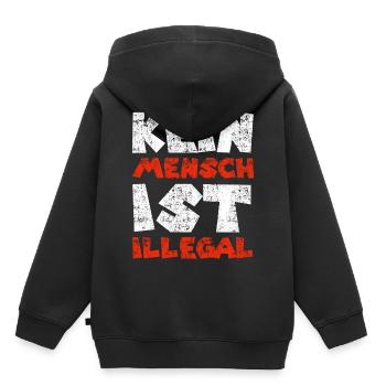 Kein Mensch ist illegal - Kinder Premium Organic Hoodie - Schwarz - Hinten - AI Model Kid Male (0cm)