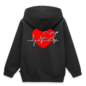 Coeur coeur EKG coeur ligne avec partenaire amour flèche - Sweat Premium à capuche enfant bio - noir - Dos - AI Model Kid Male (0cm)