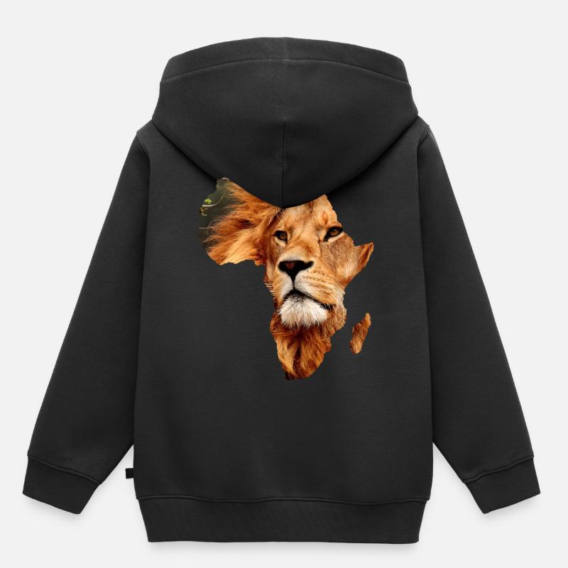 Lion d'Afrique - Sweat Premium à capuche enfant bio - noir