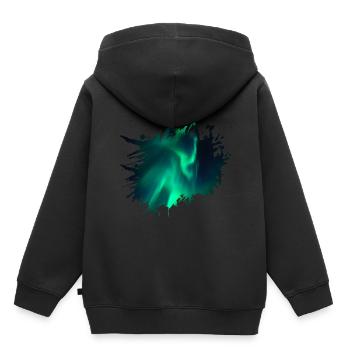 Nordpol Polarlicht Aurora Farbfleck - Kinder Premium Organic Hoodie - Schwarz - Hinten - AI Model Kid Male (0cm)