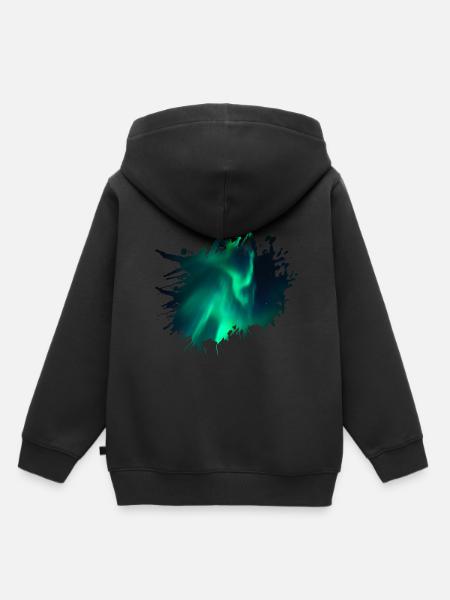 Nordpol Polarlicht Aurora Farbfleck - Hoodie Premium barn ekologisk - svart