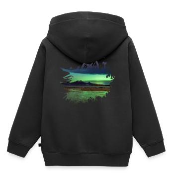 Nordpool Aurore Boréale Tache de couleur - Sweat Premium à capuche enfant bio - noir - Dos - AI Model Kid Male (0cm)