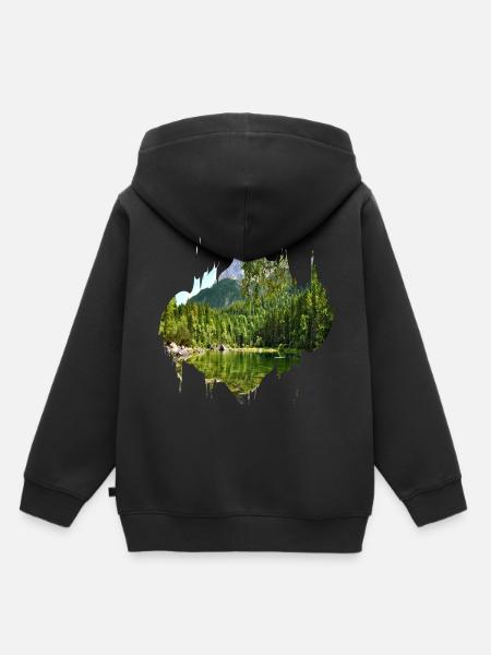 Farbfleck Splash Naturlandschaft - Kinder Premium Organic Hoodie - Schwarz