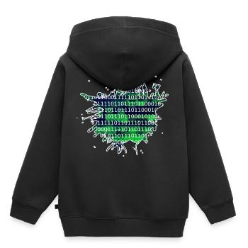 Code binaire - Sweat Premium à capuche enfant bio - noir - Dos - AI Model Kid Male (0cm)