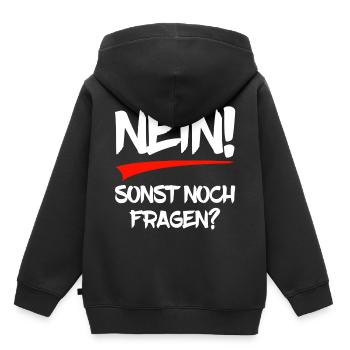 Nein - sonst noch Fragen? - Kinder Premium Organic Hoodie - Schwarz - Hinten - AI Model Kid Male (0cm)