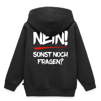 Nein! Sonst noch Fragen? - Kinder Premium Organic Hoodie - Schwarz - Hinten - AI Model Kid Male (0cm)