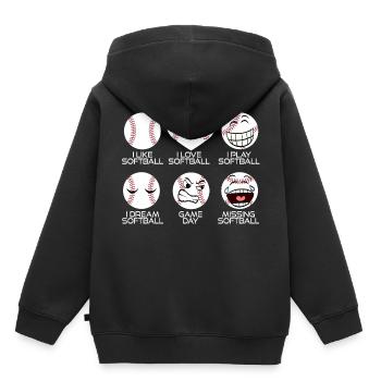Ich mag Softball Ich liebe Softball Ich spiele - Kinder Premium Organic Hoodie - Schwarz - Hinten - AI Model Kid Male (0cm)