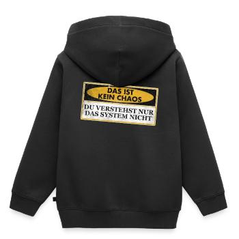 Chaos - Chaotisch - Chaot - Kinder Premium Organic Hoodie - Schwarz - Hinten - AI Model Kid Male (0cm)