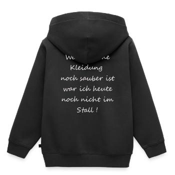 Wenn meine Kleidung noch sauber ist(Pferdespruch) - Kinder Premium Organic Hoodie - Schwarz - Hinten - AI Model Kid Male (0cm)