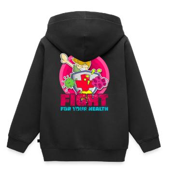 Vecht voor je gezondheid - Kinder Premium hoodie biologisch - zwart - Achter - AI Model Kid Male (0cm)