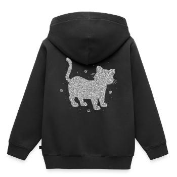 Glitzer Silber Katze Funkel Leuchtend Niedlich Süß - Kinder Premium Organic Hoodie - Schwarz - Hinten - AI Model Kid Male (0cm)