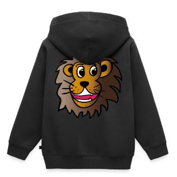 Lustiger Löwe - Kinder Premium Organic Hoodie - Schwarz - Hinten - AI Model Kid Male (0cm)