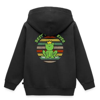 Comic frog funny funny joke green crown king - Kids Premium Organic Hoodie - black - Back - AI Model Kid Male (0cm)