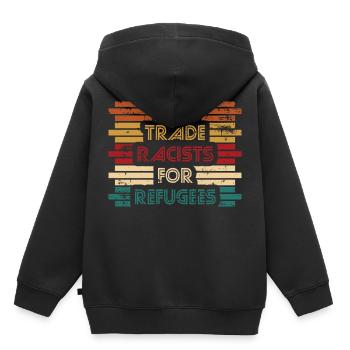 Les commerçants échangerontils des réfugiés? Les - Sweat Premium à capuche enfant bio - noir - Dos - AI Model Kid Male (0cm)