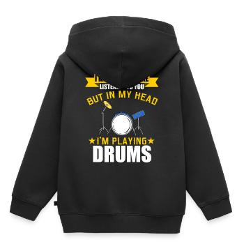 SchlagzeugShirt für Schlagzeuger "Aber in meinem - Kinder Premium Organic Hoodie - Schwarz - Hinten - AI Model Kid Male (0cm)