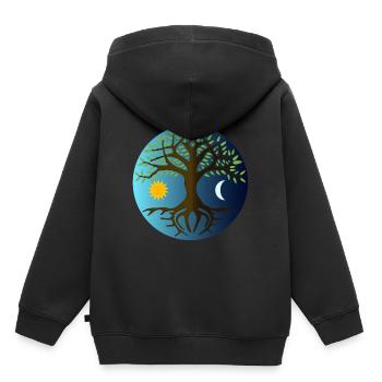 Yggdrasyl Weltenbaum Weltenesche Mimameid Lärad - Kinder Premium Organic Hoodie - Schwarz - Hinten - AI Model Kid Male (0cm)