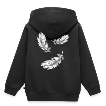 Plumes Blanc Vneck Chemises Pour Femmes - Sweat Premium à capuche enfant bio - noir - Dos - AI Model Kid Male (0cm)