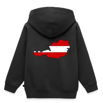 Österreich Landkarte mit Flagge - Kinder Premium Organic Hoodie - Schwarz - Hinten - AI Model Kid Male (0cm)