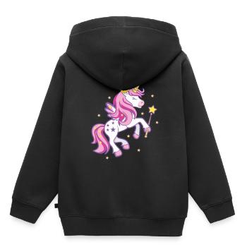 Licorne princesse licorne couronne baguette étoile rose - Sweat Premium à capuche enfant bio - noir - Dos - AI Model Kid Male (0cm)