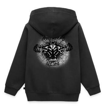Fitness - Sweat Premium à capuche enfant bio - noir - Dos - AI Model Kid Male (0cm)
