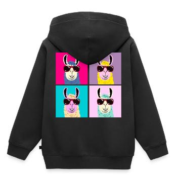 Llama - Kids Premium Organic Hoodie - black - Back - AI Model Kid Male (0cm)