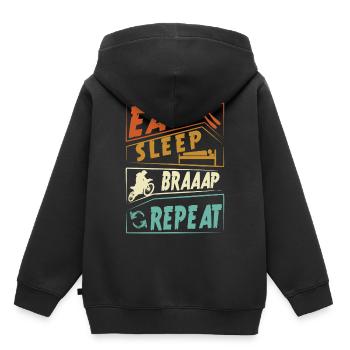 Mangez Sleep Braaap Repeat - Sweat Premium à capuche enfant bio - noir - Dos - AI Model Kid Male (0cm)